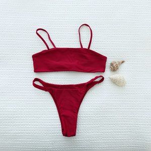 Zahara Swim Red Brazilian Cut Bikini Set - Small Top, Medium Bottom